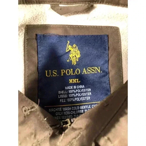 US Polo Assn Black Fleece Lined Zip-Up All-Weather Windbreaker Jacket - Size XXL - Picture 2 of 3